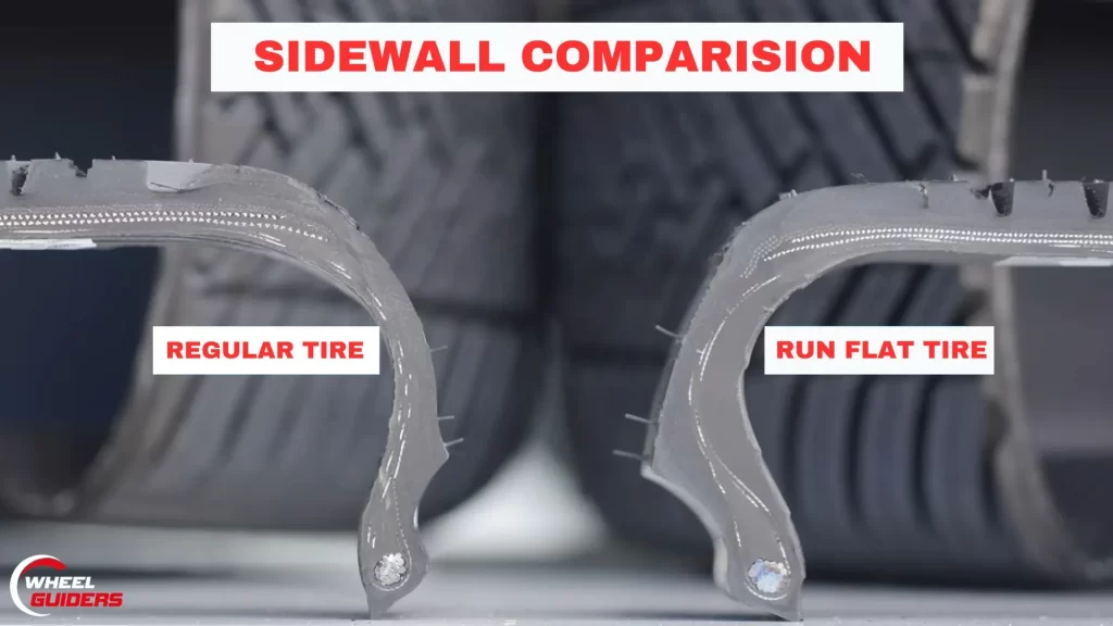 Difference between regular tire and run flat tire sidewall